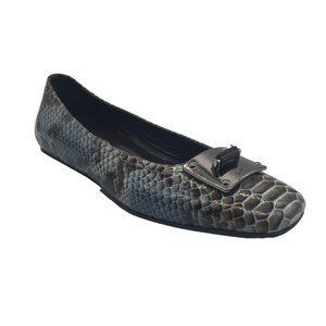 Donald Pliner Leather Shoes Womens 7.5 Snakeskin Print Flats Italy Made